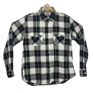 Allen Solly Mens Black Grey & White Check Plaid L/S Ctn Btn Down Size 42